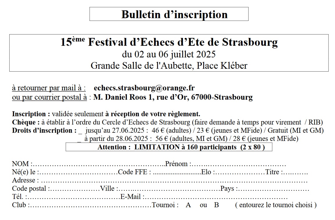 Bulletin dinscription Open 2025 